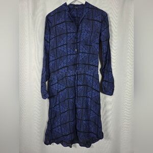 Lucky Brand Shirt Dress Size Small Blue Button Front Drawstring